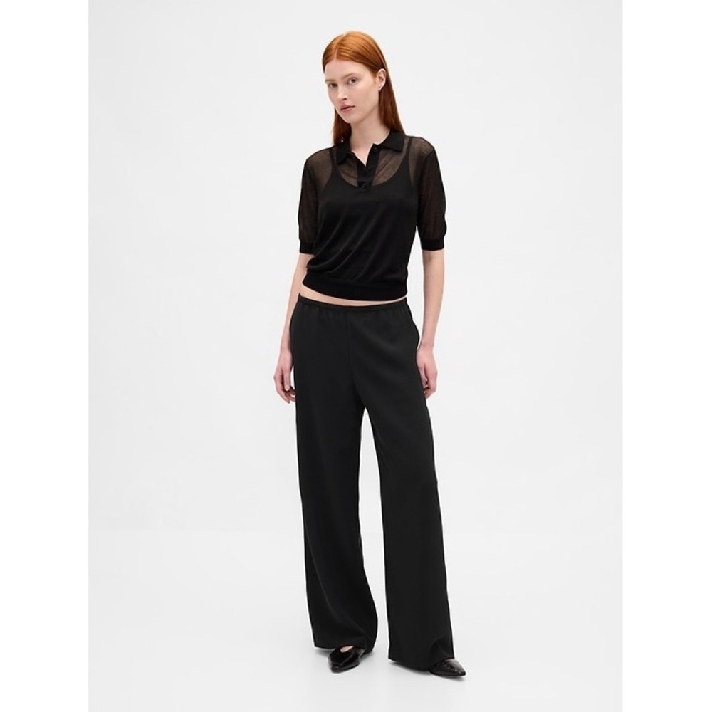 Gap Easy Wide Leg Utility Pants Washed Black High Rise Size L